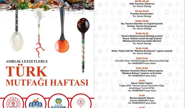 Malatya Asırlık Lezzetlerle Türk Mutfağı Haftası'na Ev Sahipliği Yapıyor